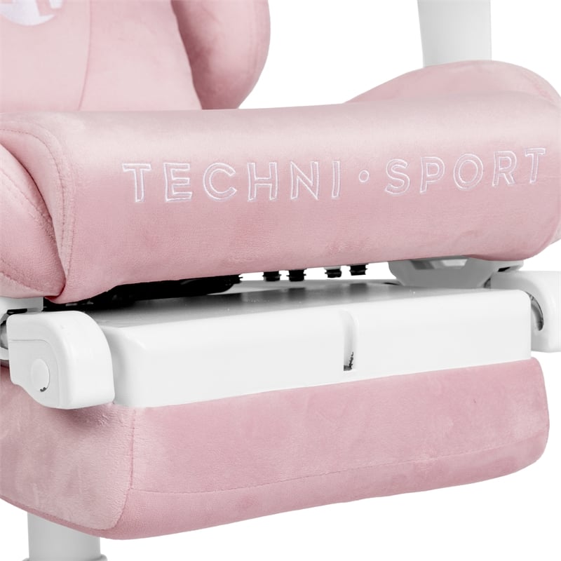Techni Sport - Velvet Gaming Chair with Footrest - Pink