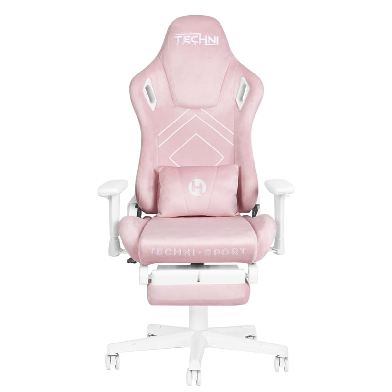 Techni Sport - Velvet Gaming Chair with Footrest - Pink