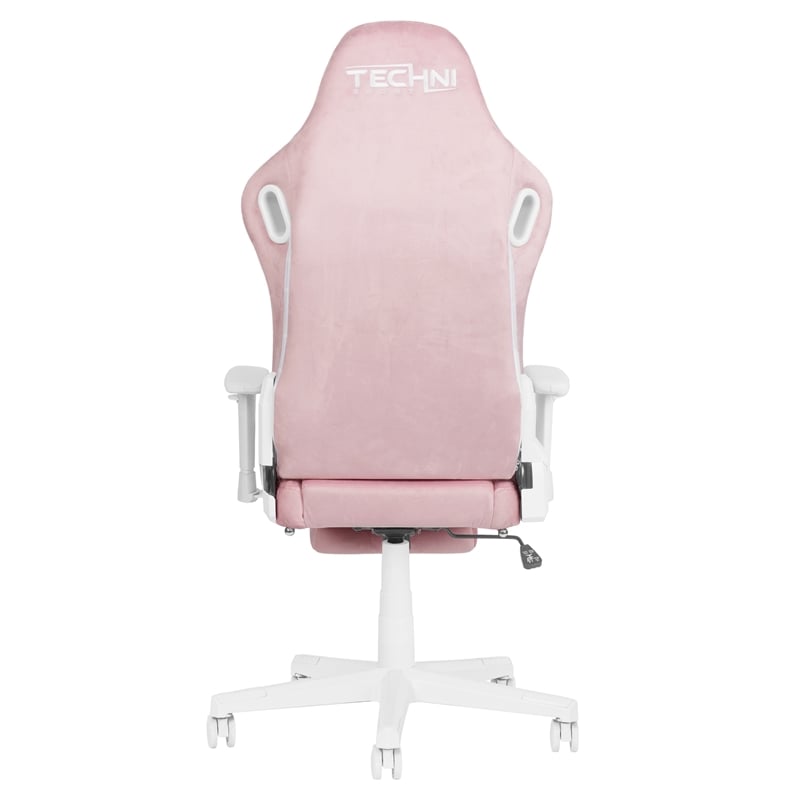 Techni Sport - Velvet Gaming Chair with Footrest - Pink