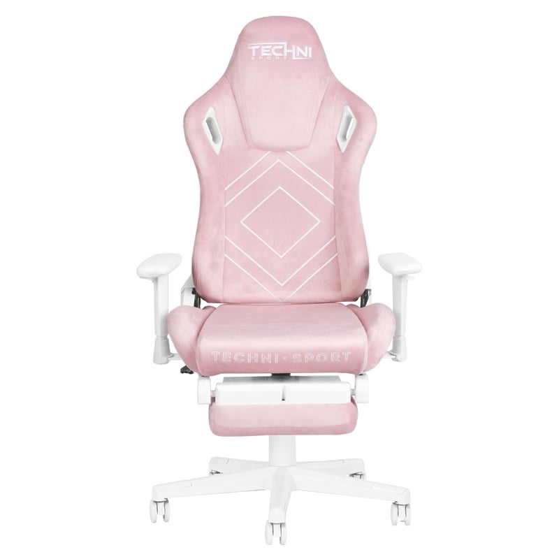 Techni Sport - Velvet Gaming Chair with Footrest - Pink