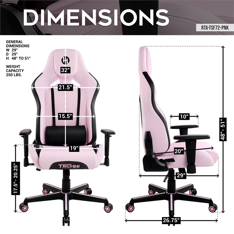 Techni Sport Echo 2.0 Pink Gaming Chair