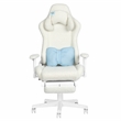 Techni Sport - White Fuzzy Bunny Gaming Chair with Footrest