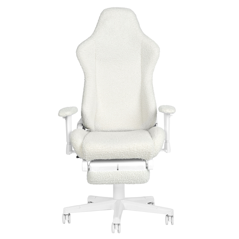 Techni Sport - White Fuzzy Bunny Gaming Chair with Footrest