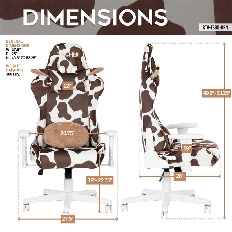 TS85 Brown COW Series Gaming Chair