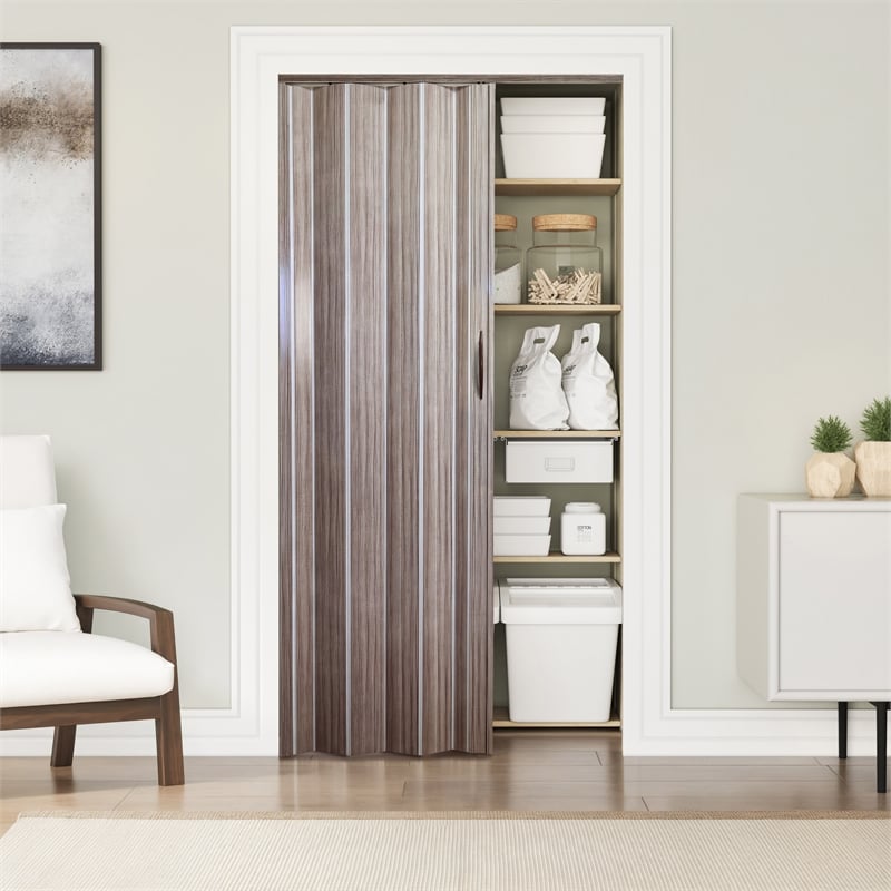 36&quot w double walled foldable heavy duty accordion doors - taupe