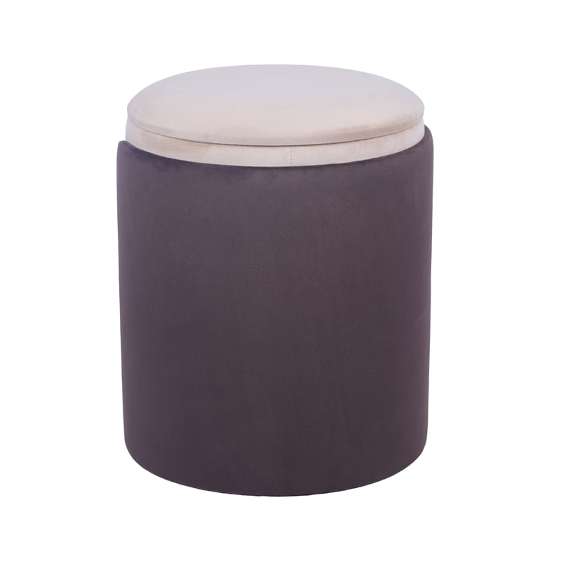 Two-Toned Ottoman with Storage or Vanity Stool - Brown