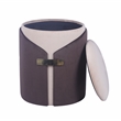 Two-Toned Ottoman with Storage or Vanity Stool - Brown