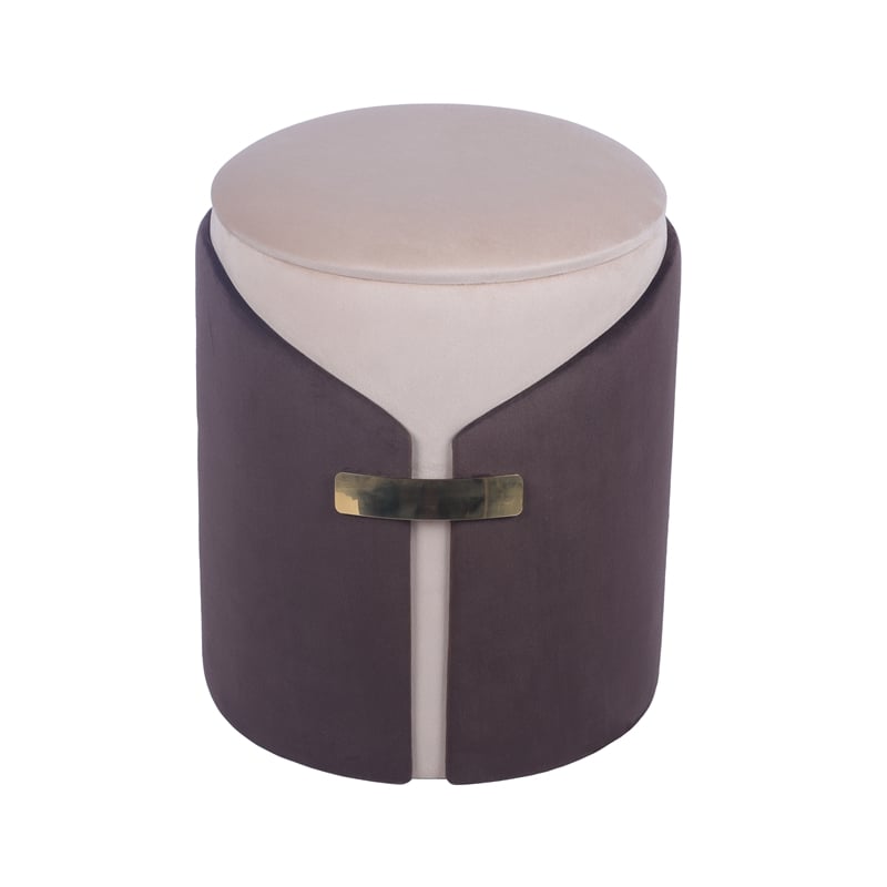 Two-Toned Ottoman with Storage or Vanity Stool - Brown