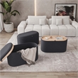 Storage Ottoman with Reversible Wooden Tray Top - Black