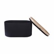 Storage Ottoman with Reversible Wooden Tray Top - Black