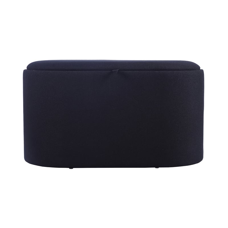 Storage Ottoman with Reversible Wooden Tray Top - Black