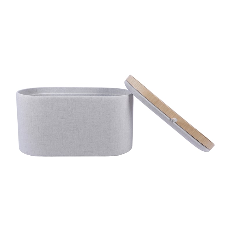 Storage Ottoman with Reversible Wooden Tray Top - Natural