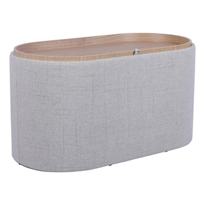 Storage Ottoman with Reversible Wooden Tray Top - Natural