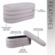 Velvet Ottoman Bench with Storage - Taupe