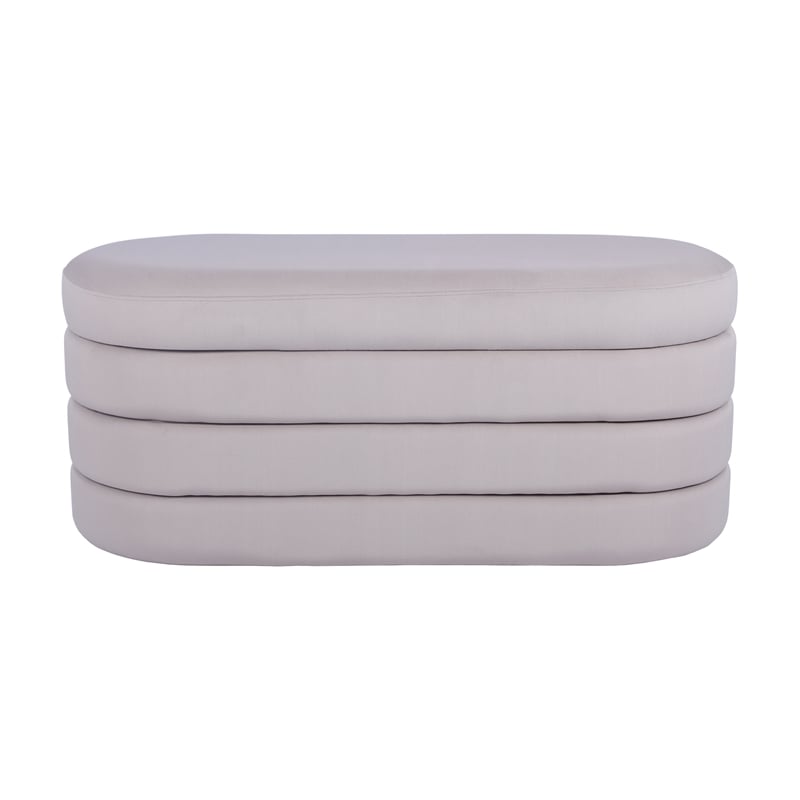 Velvet Ottoman Bench with Storage - Taupe