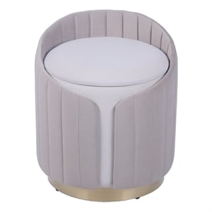 Two-Toned Ottoman with Storage or Vanity Stool - Taupe