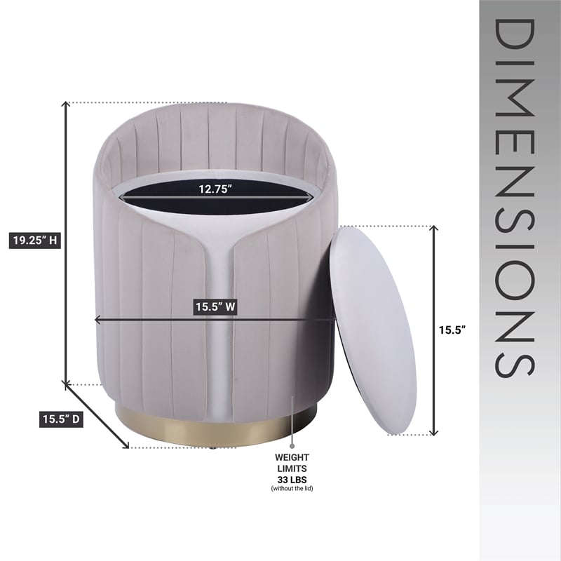 Two-Toned Ottoman with Storage or Vanity Stool - Taupe