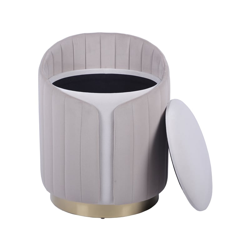 Two-Toned Ottoman with Storage or Vanity Stool - Taupe