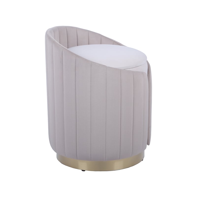 Two-Toned Ottoman with Storage or Vanity Stool - Taupe