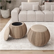 Natural Woven Ottoman with Storage - Brown