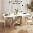 6 Seater Italian-Style Dining Table with Painted Glass Top - Natural & Oak