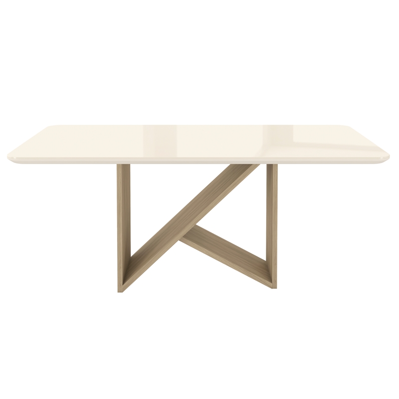 6 Seater Italian-Style Dining Table with Painted Glass Top - Natural & Oak