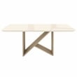 6 Seater Italian-Style Dining Table with Painted Glass Top - Natural & Oak