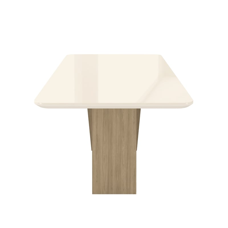 6 Seater Italian-Style Dining Table with Painted Glass Top - Natural & Oak