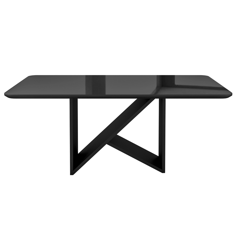 6 Seater Italian-Style Dining Table with Painted Glass Top - Black