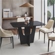 Compact 4 Seater Italian Dining Table with Painted Glass Top - Black