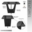 Compact 4 Seater Italian Dining Table with Painted Glass Top - Black