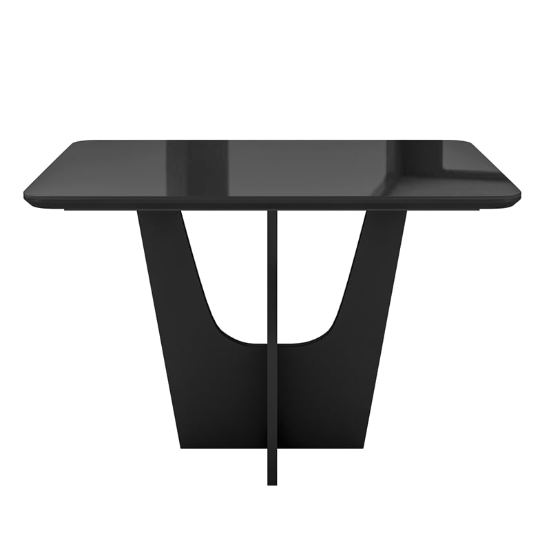 Compact 4 Seater Italian Dining Table with Painted Glass Top - Black
