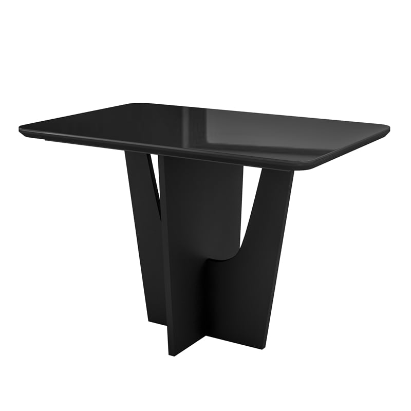 Compact 4 Seater Italian Dining Table with Painted Glass Top - Black