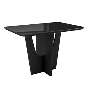 Compact 4 Seater Italian Dining Table with Painted Glass Top - Black