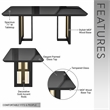 Modern 6 Seater Dining Table with Gold Accents - Black & Gold