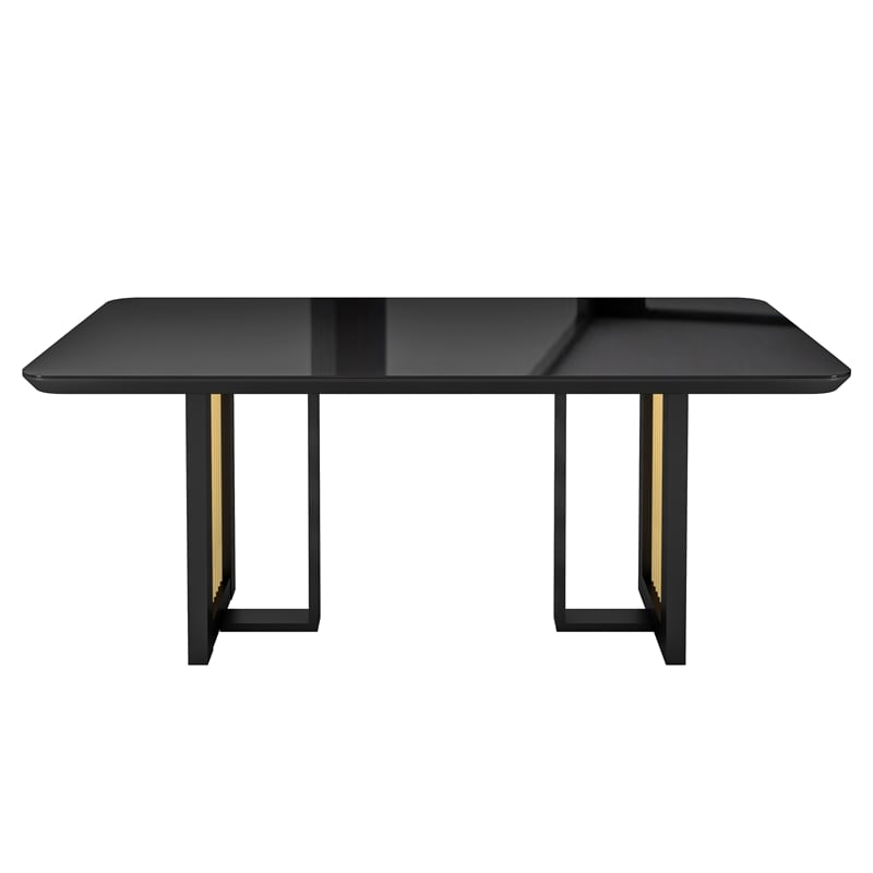 Modern 6 Seater Dining Table with Gold Accents - Black & Gold