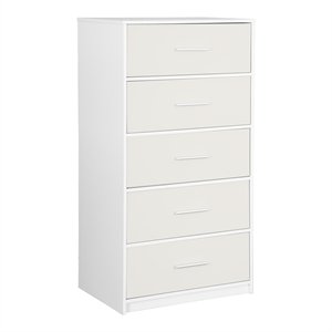 5-Drawer Dresser with Large Fabric Drawers - White