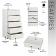 5-Drawer Dresser with Large Fabric Drawers - White