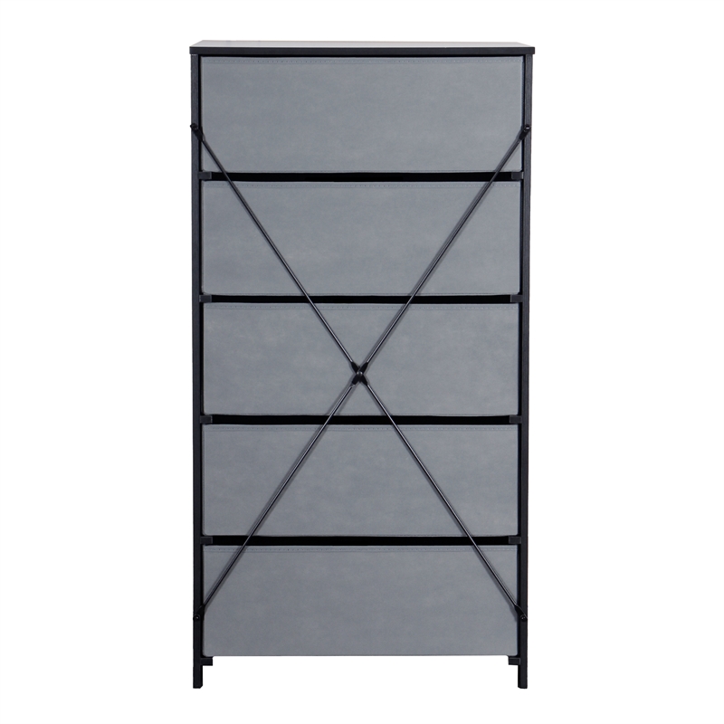 5-Drawer Dresser with Large Fabric Drawers - Black