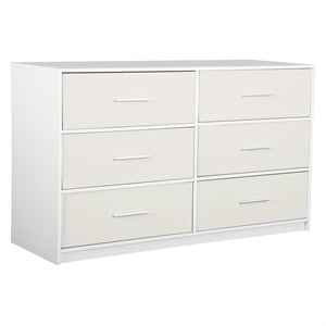 6-Drawer Dresser with Large Fabric Drawers - White