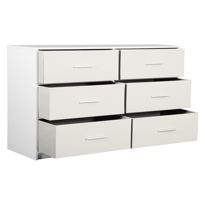6-Drawer Dresser with Large Fabric Drawers - White