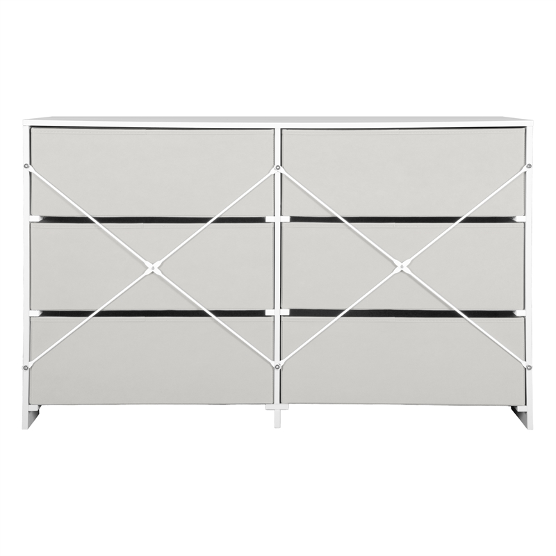 6-Drawer Dresser with Large Fabric Drawers - White