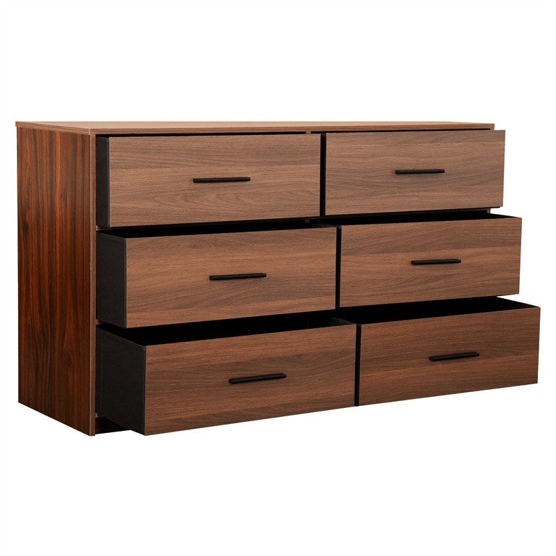 6-Drawer Dresser with Large Fabric Drawers - Walnut