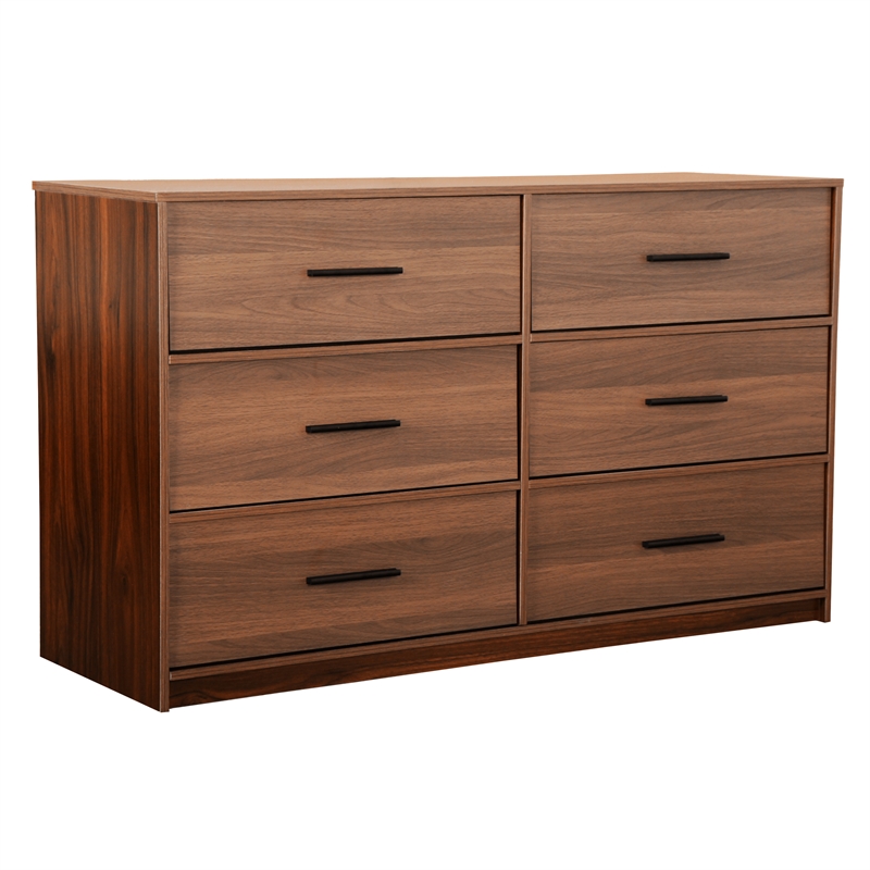 6-Drawer Dresser with Large Fabric Drawers - Walnut