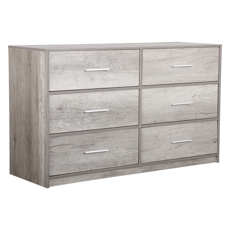 6-Drawer Dresser with Large Fabric Drawers - Grey
