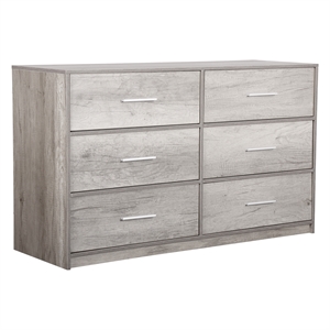 6-Drawer Dresser with Large Fabric Drawers - Grey