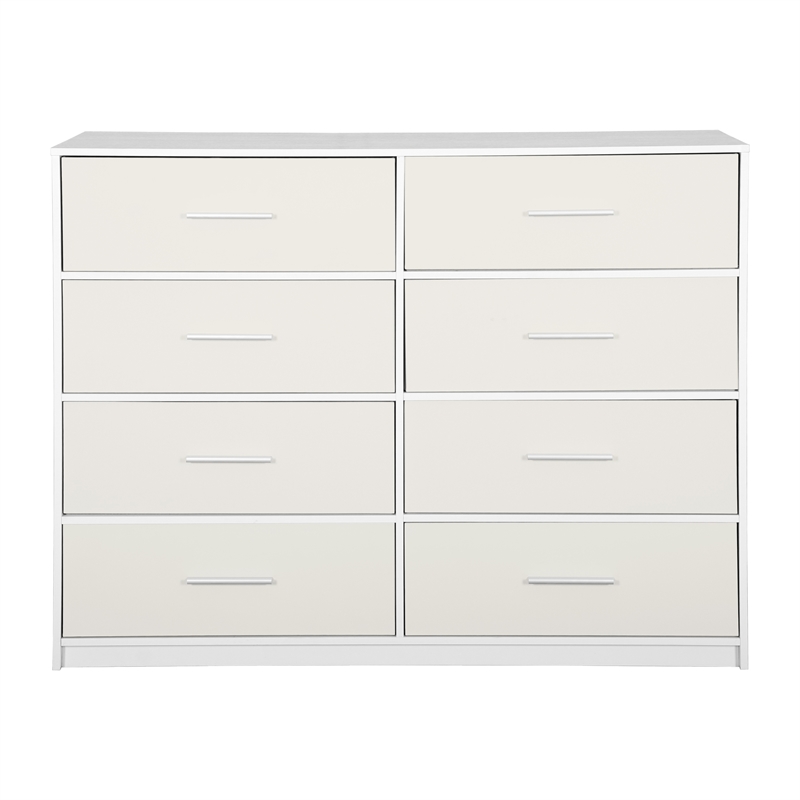 8-Drawer Dresser with Large Fabric Drawers - White
