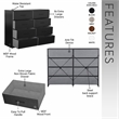 8-Drawer Dresser with Large Fabric Drawers - Black