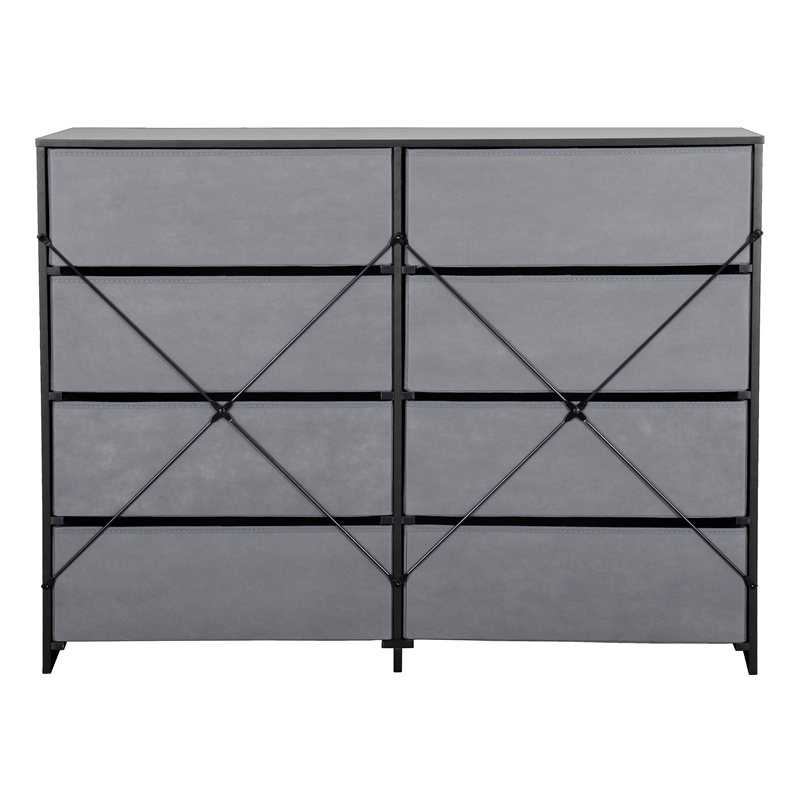 8-Drawer Dresser with Large Fabric Drawers - Black