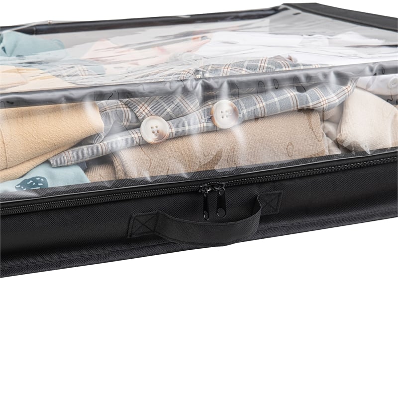 Set of 2 Under-Bed Rolling Storage Container with Transparent Cover